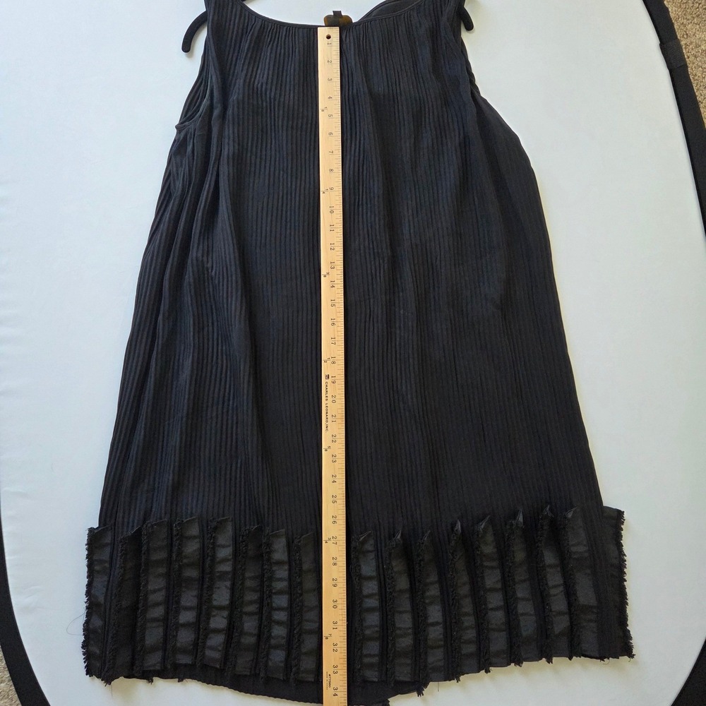 FENDI‎ Italy Black Dress Pleated Fringe Trim Sleeveless Elegant - Picture 6 of 9